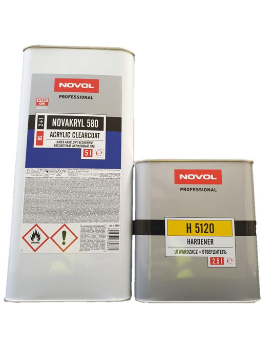 Novol Novakryl 580 2:1 HS Scratch Resistant Clearcoat 7.5L Kit